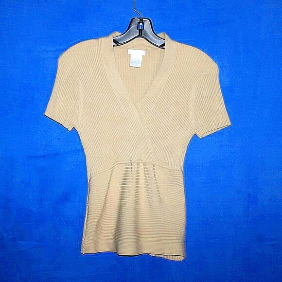 Worthington Ribbed Silk Blend Wrap Top L - Picture 3 of 5